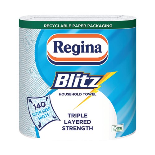 Regina Blitz Household Towels 3-Ply Twin-Pack 70 Sheets Per Roll C004416