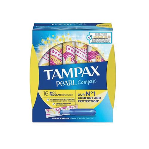 Tampax Compak Pearl Regular Applicator Tampons Boxed x16 (Pack of 4) C006298