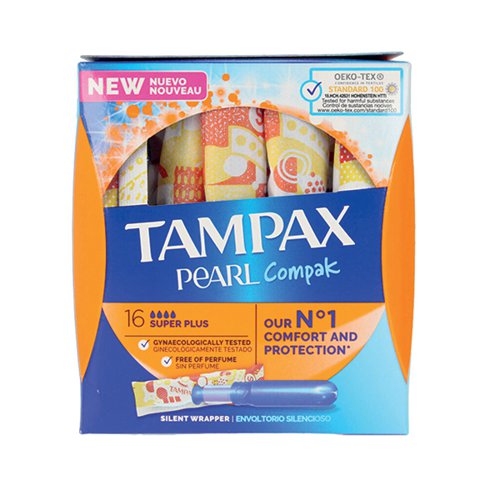 Tampax Compak Pearl Super Plus Applicator Tampons Boxed x16 (Pack of 4) C006297