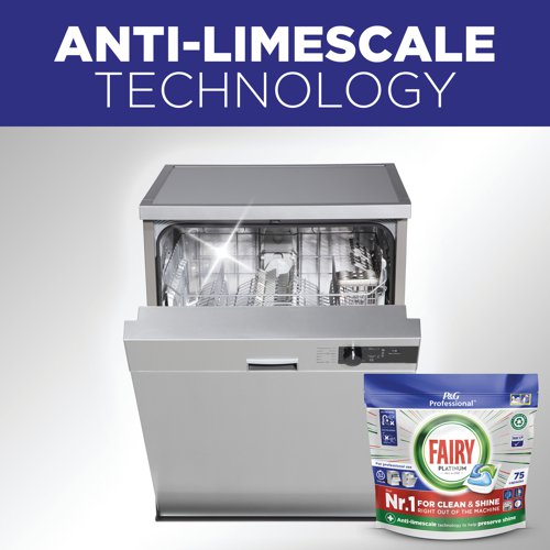 PX58146 | Fairy Platinum all in one dishwasher tablets have the first time cleaning action and its formula cuts through the toughest cleaning challenges to get your dishes sparkling. It can even clean your greasy filter for sparkling dishes and a shiny dishwasher. Its ultrasoluble pouch dissolves much faster than hard-pressed tablets, so they start acting immediately to get the job done. Simple and easy to use. Just place them in your dishwasher detergent dispenser. No unwrapping and no mess. This pack contains 75 capsules.