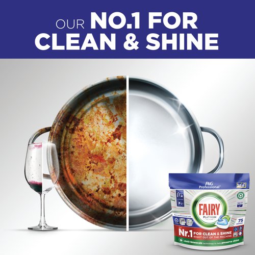 Fairy Platinum all in one dishwasher tablets have the first time cleaning action and its formula cuts through the toughest cleaning challenges to get your dishes sparkling. It can even clean your greasy filter for sparkling dishes and a shiny dishwasher. Its ultrasoluble pouch dissolves much faster than hard-pressed tablets, so they start acting immediately to get the job done. Simple and easy to use. Just place them in your dishwasher detergent dispenser. No unwrapping and no mess. This pack contains 75 capsules.