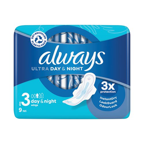 Always Ultra Day And Night Sanitary Pads With Wings Size 3 Packet x9 Pads (Pack of 16) C005794