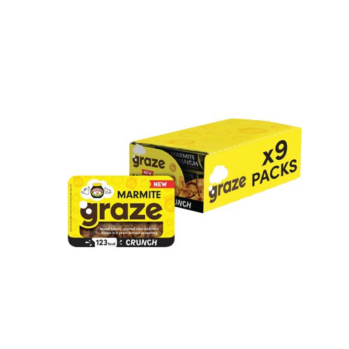 Graze Marmite Crunch punnet is a handy snack pack with oven roasted corn covered in a Marmite yeast extract seasoning. Made without artificial colour, flavour or preservatives. 28g punnet. Pack of 9.