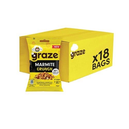 PX70510 Graze Marmite Crunch Bag 52g (Pack of 18) 3249