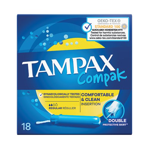 Tampax Compact Regular Applicator Tampons Box x18 (Pack of 6) 57763