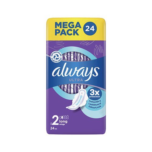 Always Ultra Pads Long With Wings Size 2 Sanitary Pads (Pack of 24) C006926