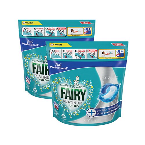 Fairy Professional Platinum +Stain Remover Non-Bio 2x50 Pods (Pack of 2) C006936