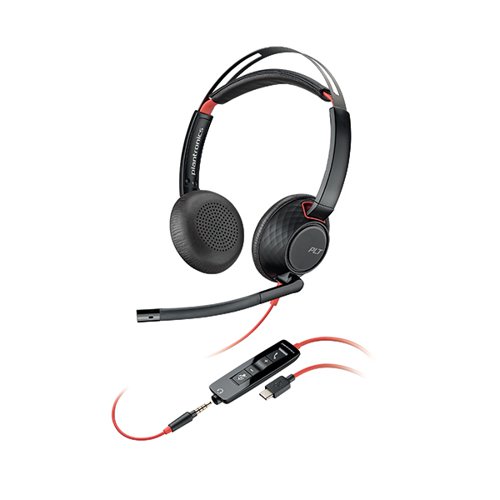 The Poly Blackwire 5220 Hi-Fi Stereo Wired Headset is ergonomically designed and is comfortable enough to wear all day. With the freedom to plug into the compatible device of your choice with 3.5mm connectivity. The headset has six layers of WindSmart technology and four omni-directional microphones to reduce distracting background noise. Sleek and pocket-sized, the headset is comfortable enough to wear all day. And workers do not have to worry about battery life due to convenient charging options.