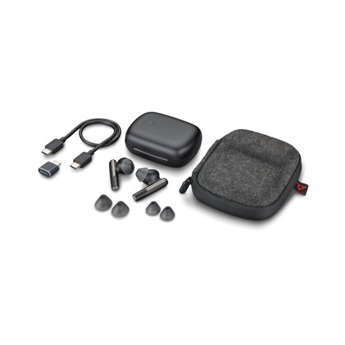 Poly Voyager Free 60 MS True Wireless Stereo Earbud Bluetooth ANC USB-C Black 220757-02 Headphones PY17906