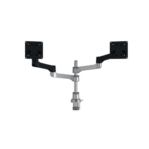 R-Go Zepher 4 C2 Dual Monitor Arm Desk Mount Adjustable Circular Black/Silver RGOVLZE4TWSI - RG49111
