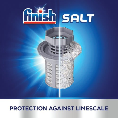 Finish Dishwasher Salt is especially designed to prevent limescale build up in your dishwasher which can cause poor performance. Salt also effectively softens water to ensure better cleaning performance of your detergent, preventing white residue marks from hard water on your glasses and dishes.
