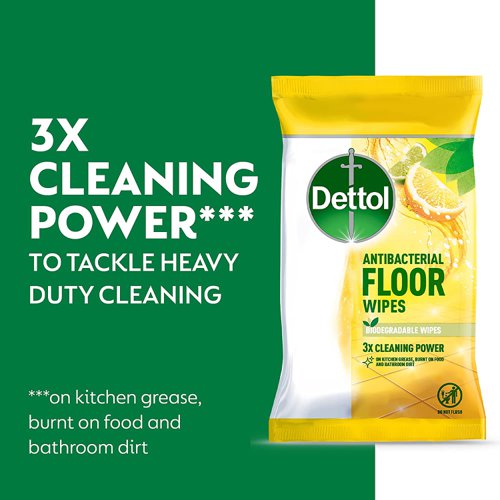 These antibacterial, biodegradable floor wipes offer three times the cleaning power to cut through grease, burnt on food and dirt on floors. Fragranced with Lemon and Lime. They leave floors clean and fresh killing 99.9% of bacteria. Suitable for use on surfaces around the home as well as floors. Pack contains 10 wipes.
