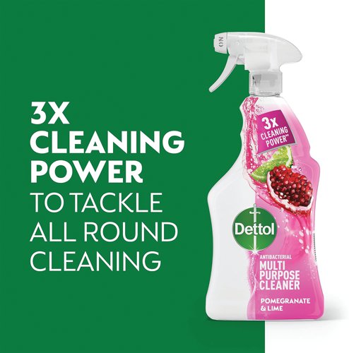 RK77748 Dettol Antibacterial Multipurpose Cleaner Spray Pomegranate and Lime 1L (Pack of 6) 3007938