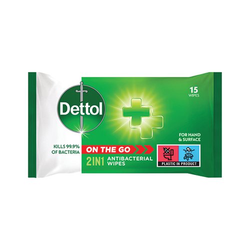 Dettol 2in1 Wipes Hand and Surface 9x15 (Pack of 135) 3075819
