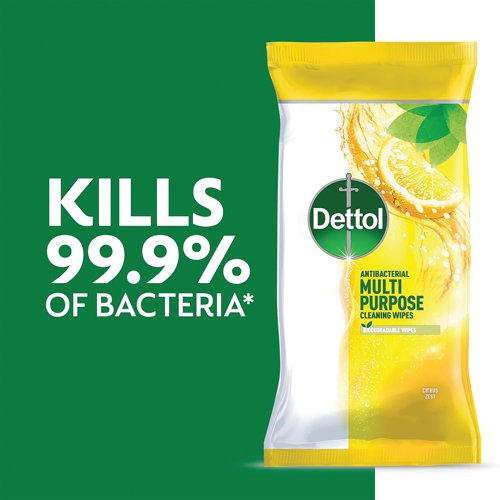 Dettol Antibacterial Multipurpose Cleaning Wipes 105 Large Wipes Citrus Zest (Pack of 3) 3124900 - RK79851