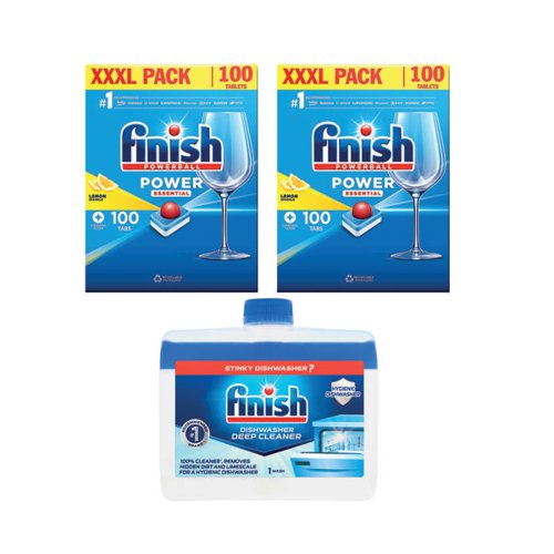 Finish Power Essential Dishwasher Tabs Lemon x100 buy 2 get 1 Finish Dishwasher Deep Cleaner Free