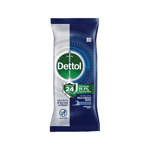 Dettol 24 Hour Protect Multi Surface Wipes x80 Ocean Fresh 3246241