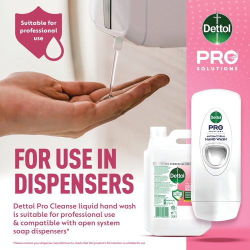 This bulk refill bottle of Dettol Pro Cleanse Antibacterial, moisturising hand washing soap in a refreshing citrus fragrance is the cost-effective way to keep washrooms topped up with hand wash, ensuring good hygiene.
