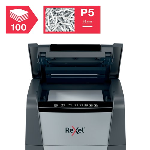 Rexel Optimum AutoFeed+ 100M Micro-Cut P-5 Shredder Black 2020100M - ACCO Brands - RM60622 - McArdle Computer and Office Supplies
