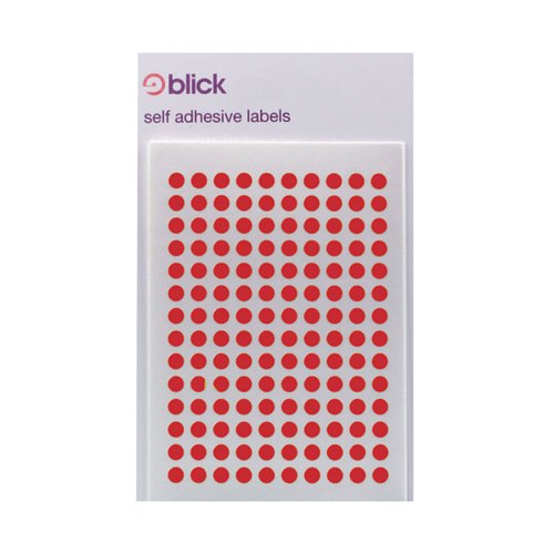 Blick Coloured Labels in Bags Round 5mm Dia 980 Per Bag Red (Pack of 19600) RS001355