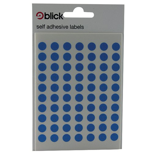 Blick Coloured Labels in Bags Round 8mm Dia 490 Per Bag Blue (Pack of 9800) RS002055 RS00205