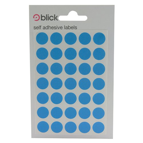 Blick Coloured Labels in Bags Round 13mm Dia 140 Per Bag Blue (Pack of 2800) RS003953