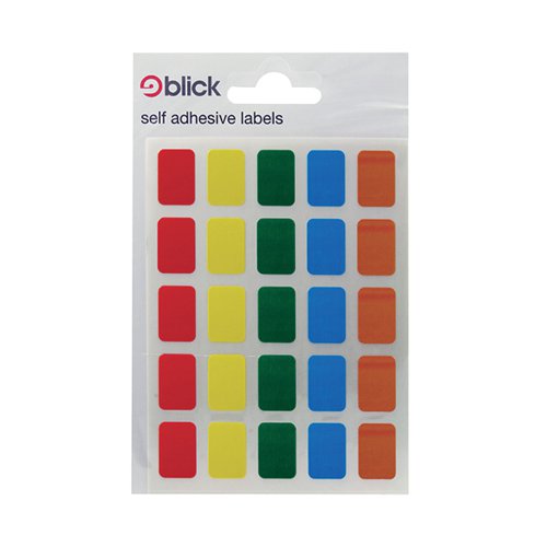 Blick Coloured Labels in Bags 12x18mm 120 Per Bag Assorted (Pack of 2400) RS006251