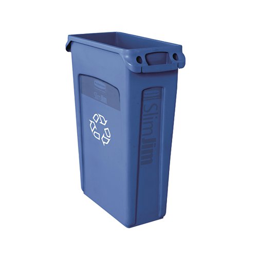 Rubbermaid Slim Jim Recycling Bin with Venting Channels 87 Litres Blue 3540-07