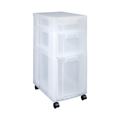 Really Useful Plastic Storage Tower 3 Drawers Clear 7L/12L/25L DT1019 Storage Containers RUP63357