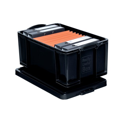 Really Useful 64L Recycled Plastic Storage Box Black 64Black R - Really Useful Products - RUP80004 - McArdle Computer and Office Supplies
