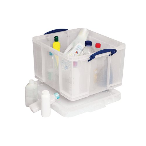 Keep files and documents neatly stored away in this 42 Litre Plastic Storage Box from Really Useful. With 42L of capacity, the large interior provides plenty of room for storage of foolscap suspension files. The clear sides let you see contents at-a-glance for efficient organisation, and provide sturdy protection from the elements and vermin. The design is stackable as well for space-saving storage, and features handles for easy carrying.