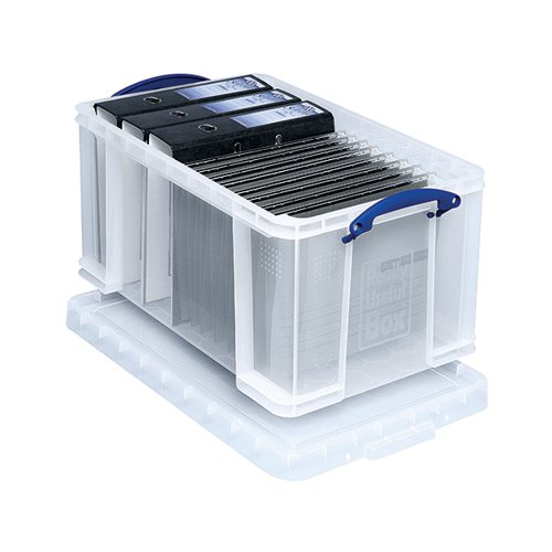 Really Useful Plastic 48 Litre Box with Lid 600x400x310mm Clear