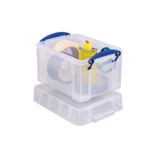 Keep files and documents neatly stored away in this 3 Litre Plastic Storage Box from Really Useful. With 3L of capacity, the interior provides room for 18 CDs or 10 DVDs. The clear sides let you see contents at-a-glance for efficient organisation, and provide sturdy protection from the elements and vermin. The design is stackable as well for space-saving storage, and features handles for easy carrying.