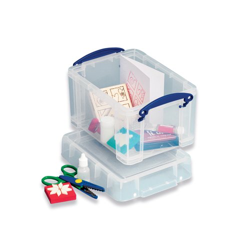 RUP80177 Really Useful 3L Plastic Storage Box With Lid 245x180x160mm Clear 3C
