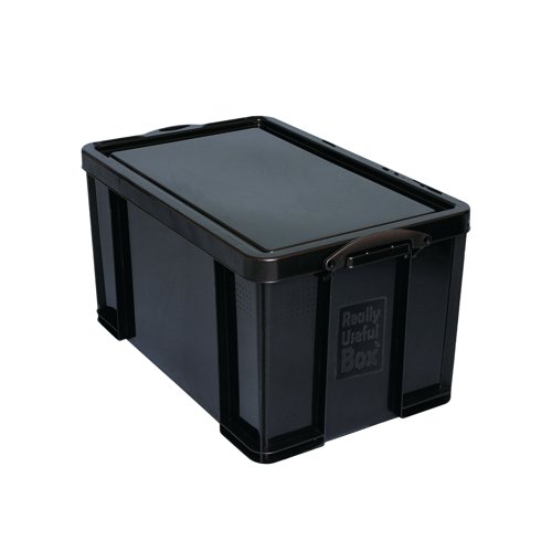 Keep files and documents neatly stored away in this 84 Litre Recycled Plastic Storage Box from Really Useful. With 84L of capacity, the large interior provides plenty of room for A4 and foolscap documents and folders. The opaque black sides and lid keeps your files private and protects them from fading in harsh sunlight. The design is stackable as well for space-saving storage, and features handles for easy carrying. It's eco-friendly as well, made from 100% recycled plastic.