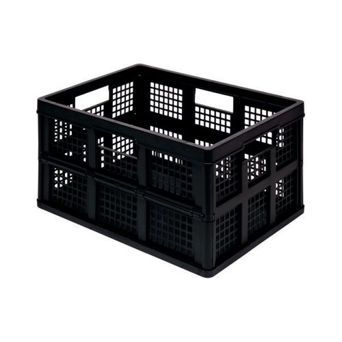 Really Useful 32L Plastic Folding Boxes Black (Pack of 3) 32FBBK
