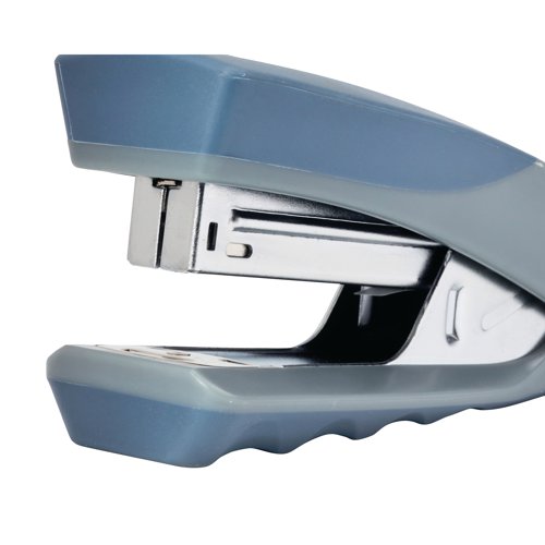 Made from robust metal, this versatile, stapler can stand upright on the desk or sit like a traditional stapler. Designed to fit in the hand, with comfortable cushioned finger grips and a soft-feel rubber caps to ensure effortless one-handed use, the compact Rexel Centor stapler staples up to 25 sheets of paper. It is compatible with No.56 (26/6) and No. 16 (24/6) staples via the simple top loading mechanism. Supplied in grey with blue trim.