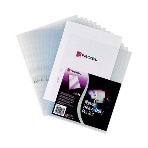 These high quality A4 pockets are tough and durable for long lasting use. With a top and side opening, pockets provide added security once placed in a ring binder as the side opening prevents contents falling out. They can easily and securely hold up to 25 sheets of paper. Made from a medium weight, clear embossed plastic to reduce glare and increase readability. Pack of 25.