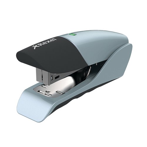 The Rexel Gazelle is a premium desktop stapler for permanent stapling, pinning and tacking with a stapling capacity of up to 20 sheets with Rexel No. 56 staples and up to 25 with No. 16 staples. With a comfortable grip and soft touch pad for easy stapling, it has a throat depth of 64mm. The patented StapleScope window indicates how many staples are remaining and refilling is fast and easy. To save desk space, this Gazelle stapler can sit horizontally or vertically and also features a handy name plate for personalisation.