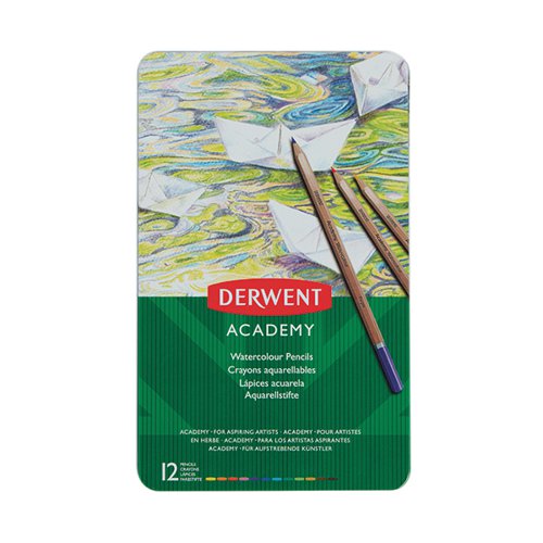 Derwent Academy Watercolour Colouring Pencils Set of 12 2301941. High Quality 