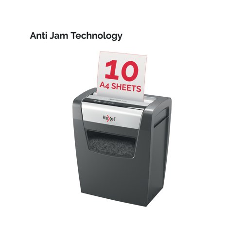 Rexel Momentum X410 Paper Shredder shreds up to 10 sheets in one go, with a 6 minute continuous run time, making it ideal for home use. The X410 comes with anti jam technology to guarantee uninterrupted shredding. With P-4 security which cross-cuts 4 x 28 mm pieces, the shredder is quiet, with simple, intuitive, touch control buttons for easy operation and a generous 23 Litre bin capacity (225 A4 sheets). 10 GBP / Euro Cashback Claim at www.cashback.officerewards.eu