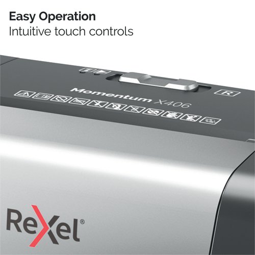 Rexel Momentum X406 Cross-Cut P-4 Shredder 2104569 RX52317 Buy online at Office 5Star or contact us Tel 01594 810081 for assistance