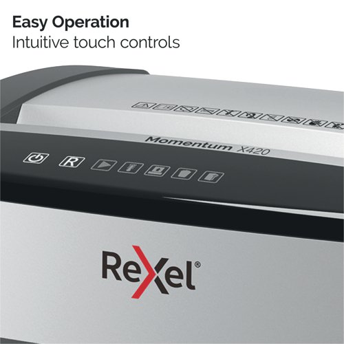 Rexel Momentum X420 Cross-Cut P-4 Shredder Black 2104578 - ACCO Brands - RX52339 - McArdle Computer and Office Supplies