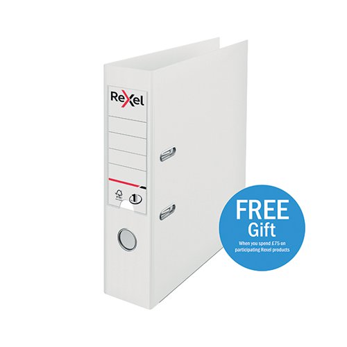 Rexel Choices 75mm Lever Arch File Polypropylene A4 White 2115502 RX58012 Buy online at Office 5Star or contact us Tel 01594 810081 for assistance