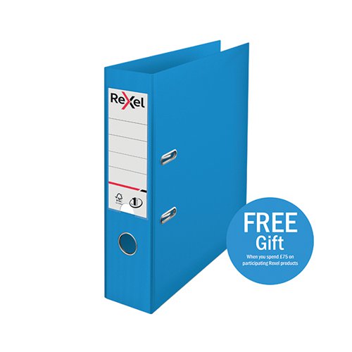 Perfect for professional office use, this lever arch file from Rexel is high quality with a capacity of 75mm for up to 500 sheets of paper. The files are brightly coloured for colour co-ordinated filing and include the unique No.1 mechanism for great performance. This pack contains 1 A4 lever arch file in blue.