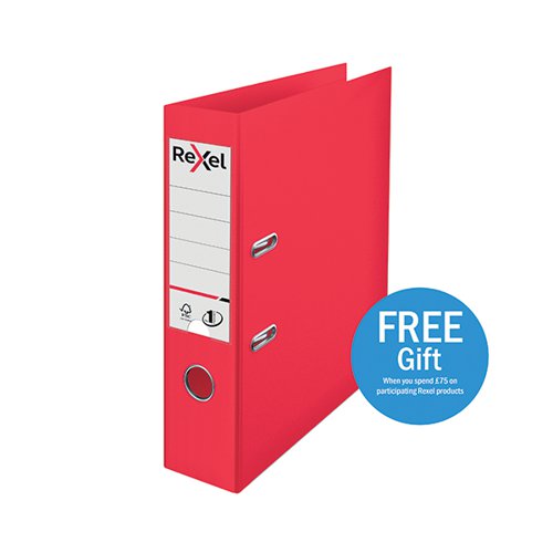 Perfect for professional office use, this lever arch file from Rexel is high quality with a capacity of 75mm for up to 500 sheets of paper. The files are brightly coloured for colour co-ordinated filing and include the unique No.1 mechanism for great performance. This pack contains 1 A4 lever arch file in red.