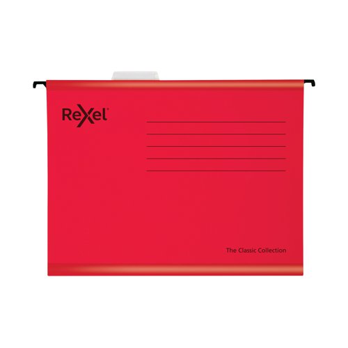 Rexel Classic Suspension Files Foolscap Red (Pack of 25) 2115592 RX58102 Buy online at Office 5Star or contact us Tel 01594 810081 for assistance