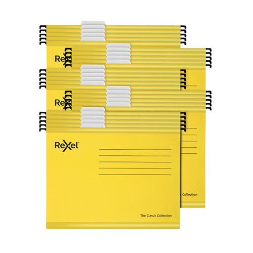 Rexel Classic Suspension Files Foolscap Yellow (Pack of 25) 2115593