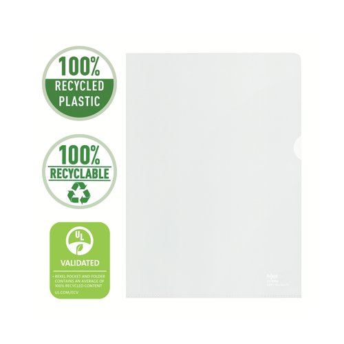Rexel 100% Recycled A4 Plastic Folder (Pack of 100) 2115704 RX61709 Buy online at Office 5Star or contact us Tel 01594 810081 for assistance