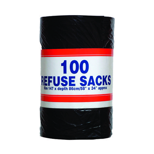 Big Value Refuse Sacks 92 Litre 100 Bags per Roll (Pack of 6) RY00365